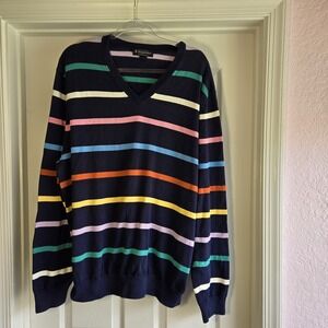Brooks Brothers Sweater Size‎ XXL Long Sleeve Striped V Neck Multicolor Supima